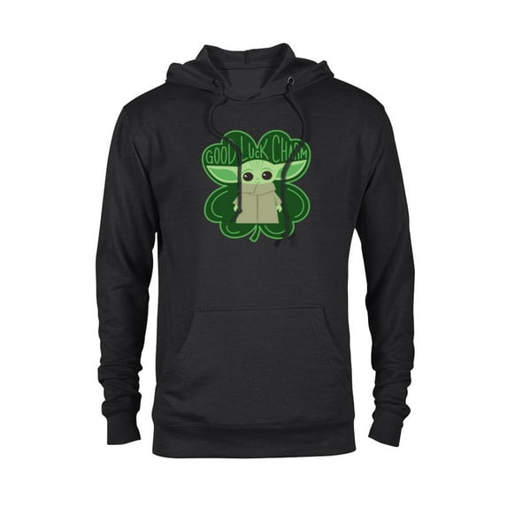 Star Wars Grogu Good Luck Charm Clover St. Patrick’s Day - Pullover Hoodie for Adults - Customized-Black