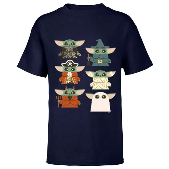 Star Wars Grogu Halloween Costumes - Short Sleeve T-Shirt for Kids - Customized-Athletic Navy
