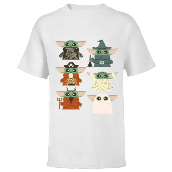 Star Wars Grogu Halloween Costumes - Short Sleeve T-Shirt for Kids - Customized-White