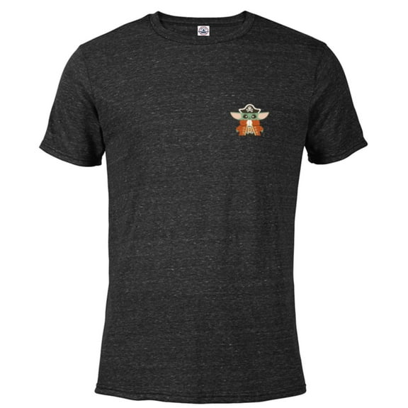 Star Wars Grogu Halloween Cute Space Pirate Captain Costume - Short Sleeve Blended T-Shirt for Adults - Customized-Black Snow Heather