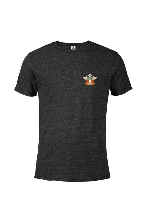 Grogu Halloween Cute Space Pirate Captain Costume - Short Sleeve Blended T-Shirt for Adults - Customized-Black Snow Heather