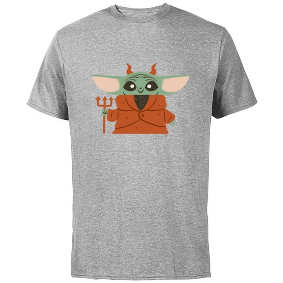 Star Wars Grogu Halloween Little Devil Costume - Short Sleeve Cotton T-Shirt for Adults - Customized-Athletic Heather