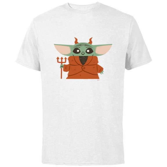 Star Wars Grogu Halloween Little Devil Costume - Short Sleeve Cotton T-Shirt for Adults - Customized-White