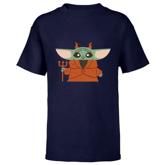 Star Wars Grogu Halloween Little Devil Costume - Short Sleeve T-Shirt for Kids - Customized-Athletic Navy