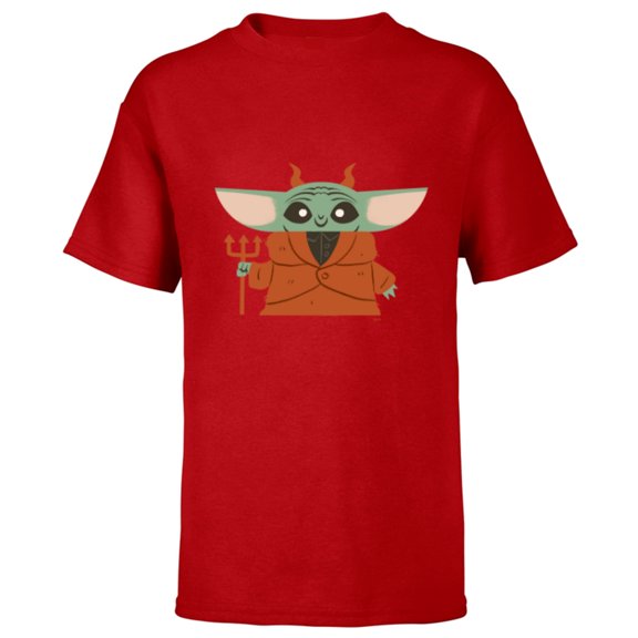 Star Wars Grogu Halloween Little Devil Costume - Short Sleeve T-Shirt for Kids - Customized-Red