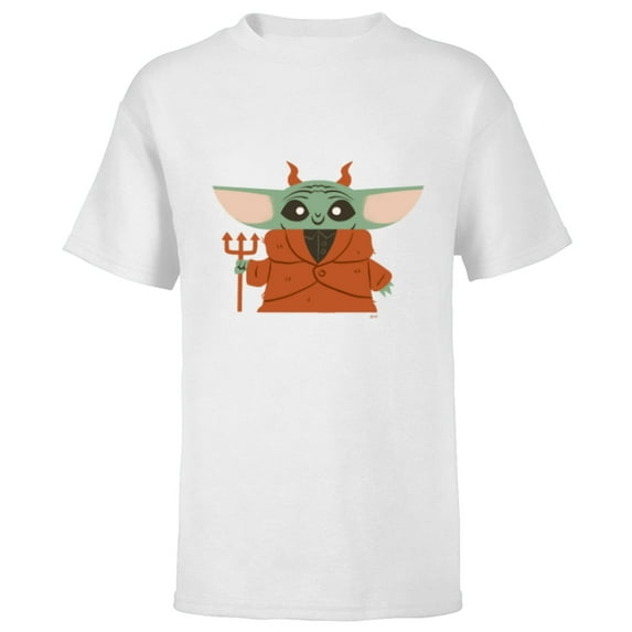 Star Wars Grogu Halloween Little Devil Costume - Short Sleeve T-Shirt for Kids - Customized-White