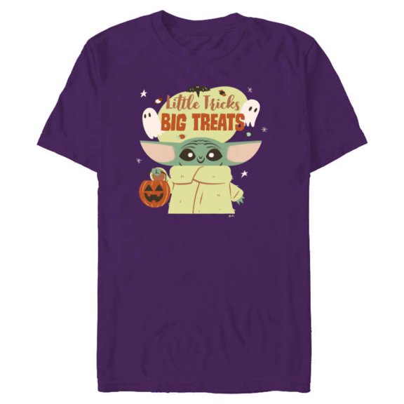 Star Wars Grogu Halloween Little Tricks Big Treats - Short Sleeve Blended T-Shirt for Adults - Customized-Purple