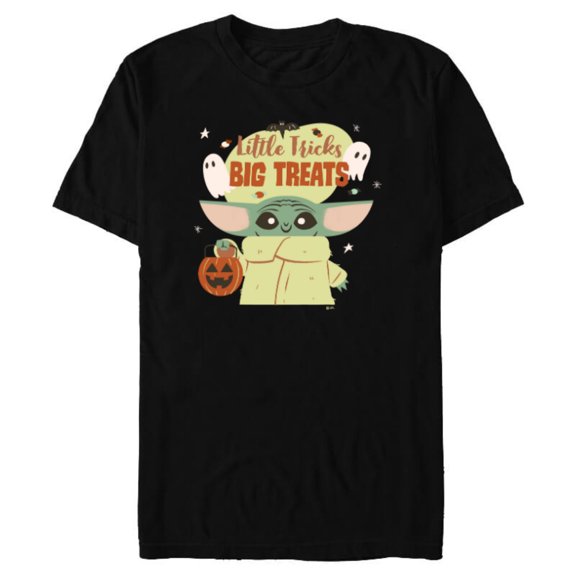 Star Wars Grogu Halloween Little Tricks Big Treats - Short Sleeve Blended T-Shirt for Adults - Customized-Black