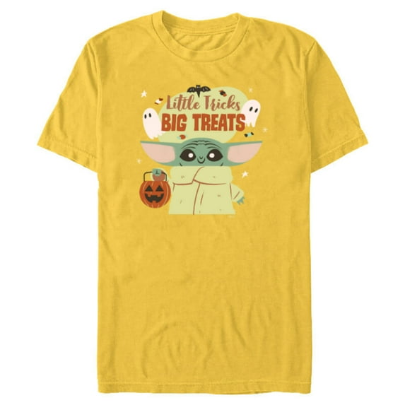 Star Wars Grogu Halloween Little Tricks Big Treats - Short Sleeve Blended T-Shirt for Adults - Customized-Yellow