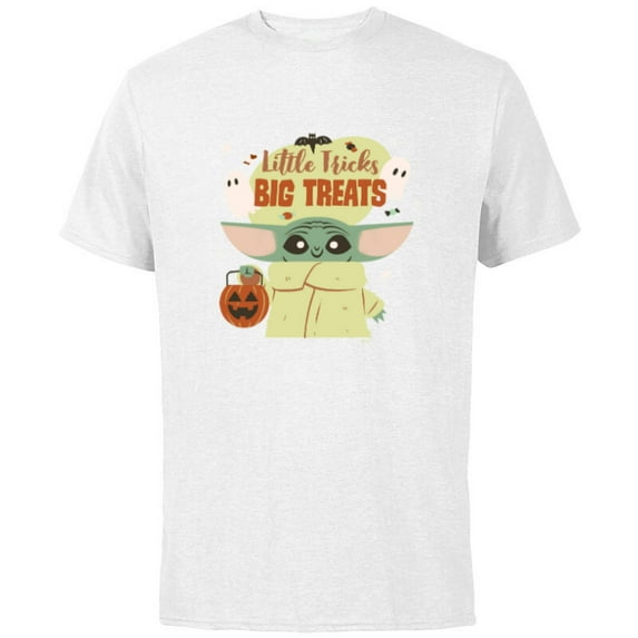 Star Wars Grogu Halloween Little Tricks Big Treats - Short Sleeve Cotton T-Shirt for Adults - Customized-White