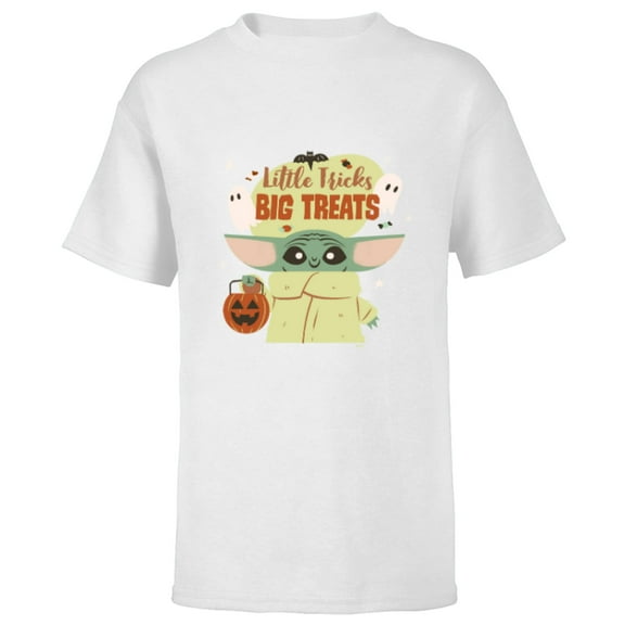 Star Wars Grogu Halloween Little Tricks Big Treats - Short Sleeve T-Shirt for Kids - Customized-White