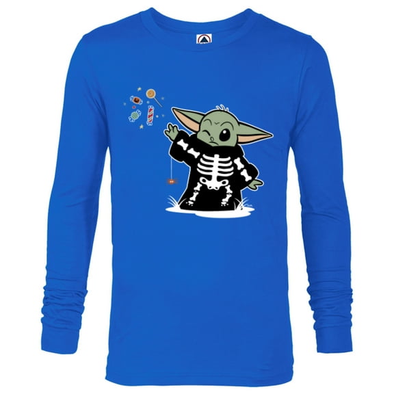 Star Wars Grogu Halloween Skeleton Costume Force Float Candy - Long Sleeve T-Shirt for Men - Customized-Royal