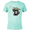 thumbnail image 1 of Star Wars Grogu Halloween Skeleton Costume Force Float Candy - Short Sleeve Blended T-Shirt for Adults - Customized-Celadon Snow Heather, 1 of 5