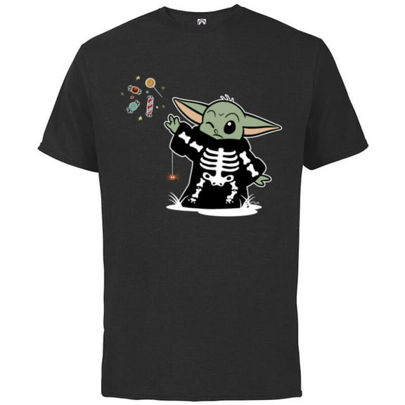 Star Wars Grogu Halloween Skeleton Costume Force Float Candy - Short Sleeve Cotton T-Shirt for Adults - Customized-Black