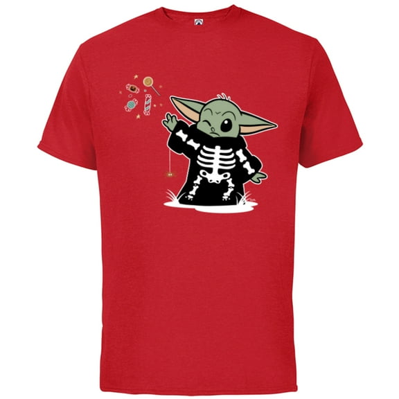 Star Wars Grogu Halloween Skeleton Costume Force Float Candy - Short Sleeve Cotton T-Shirt for Adults - Customized-Red