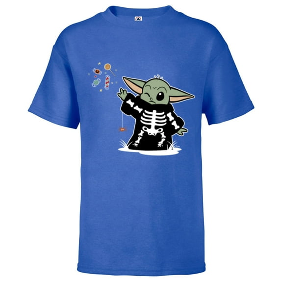 Star Wars Grogu Halloween Skeleton Costume Force Float Candy - Short Sleeve T-Shirt for Kids - Customized-Royal