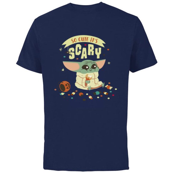 Star Wars Grogu Halloween So Cute It’s Scary - Short Sleeve Cotton T-Shirt for Adults - Customized-Athletic Navy