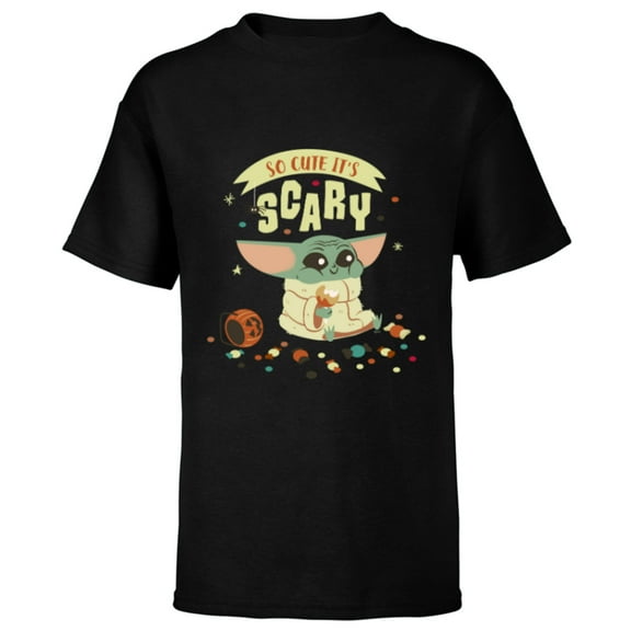 Star Wars Grogu Halloween So Cute It’s Scary - Short Sleeve T-Shirt for Kids - Customized-Black