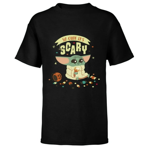 Star Wars Grogu Halloween So Cute It’s Scary - Short Sleeve T-Shirt for Kids - Customized-Black