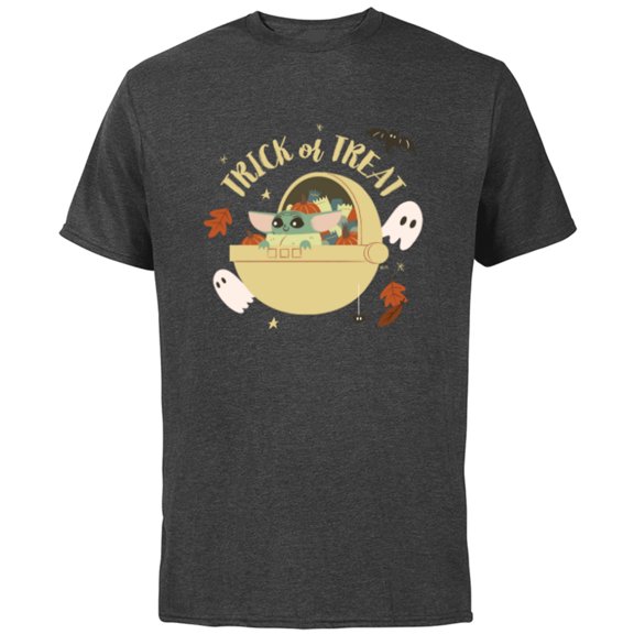 Star Wars Grogu Halloween Trick or Treat - Short Sleeve Cotton T-Shirt for Adults - Customized-Charcoal