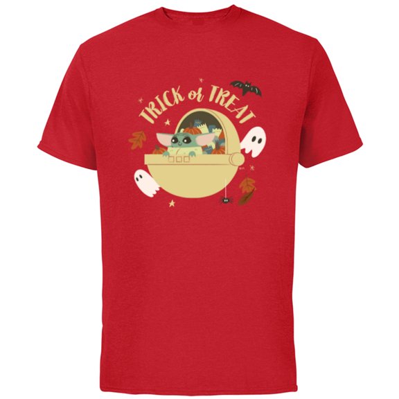Star Wars Grogu Halloween Trick or Treat - Short Sleeve Cotton T-Shirt for Adults - Customized-Red