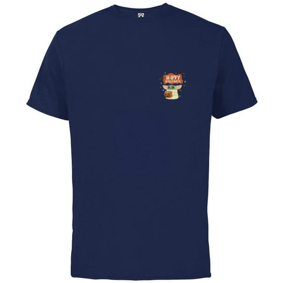 Star Wars Grogu Happy Halloween Trick or Treat Cute Corner - Short Sleeve Cotton T-Shirt for Adults - Customized-Athletic Navy