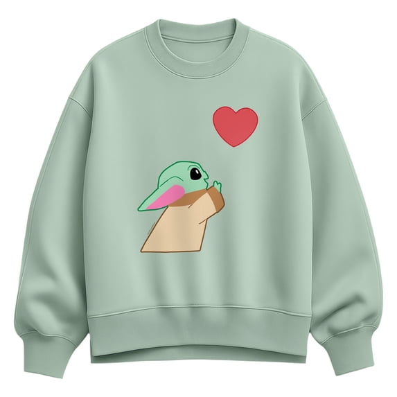 Star Wars - Grogu Heart Vday Women's Oversized Fleece Crew Sweatshirt