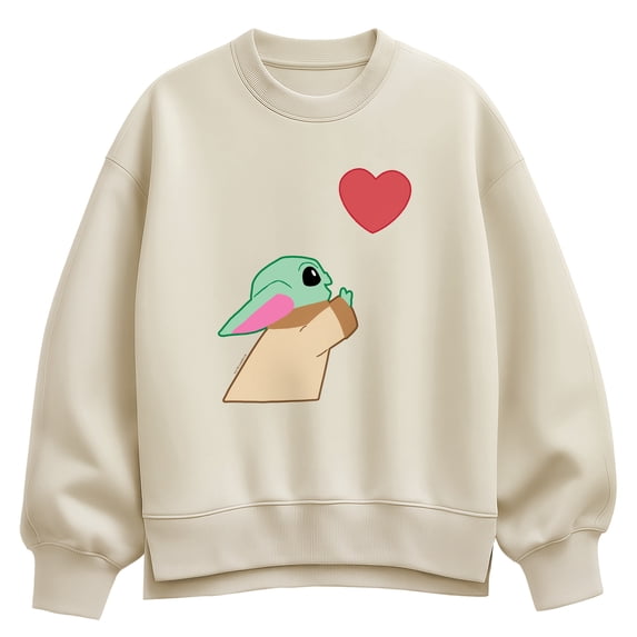 Star Wars - Grogu Heart Vday Women's Oversized Fleece Crew Sweatshirt