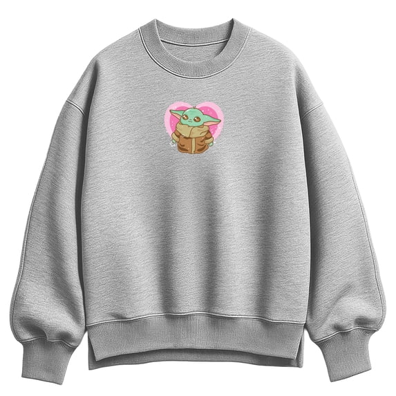 Star Wars - Grogu Heart - Women's Oversized Fleece Crew Sweatshirt