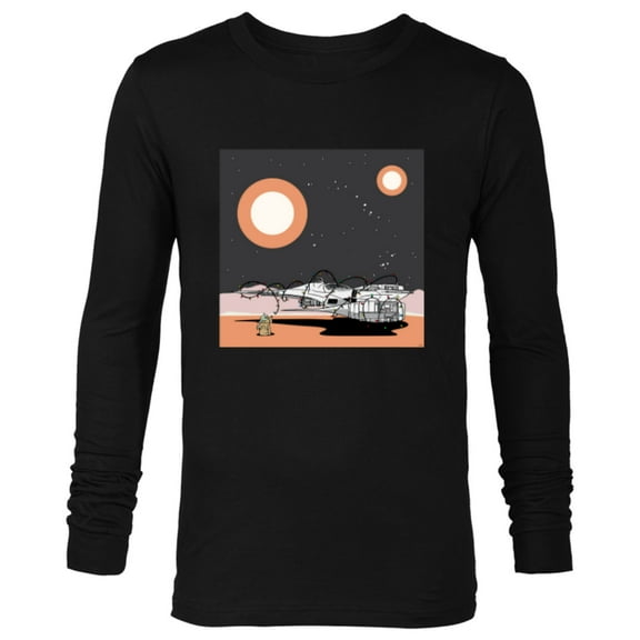 Star Wars Grogu Holiday Christmas Lights N-1 Starfighter - Long Sleeve T-Shirt for Men - Customized-Black