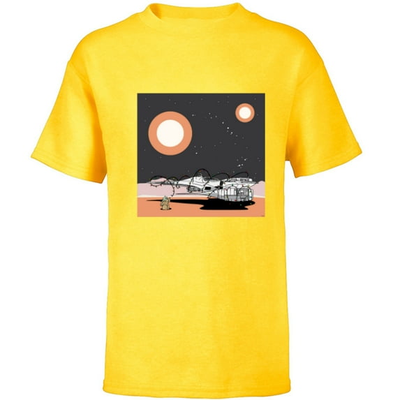 Star Wars Grogu Holiday Christmas Lights N-1 Starfighter - Short Sleeve T-Shirt for Kids - Customized-Yellow