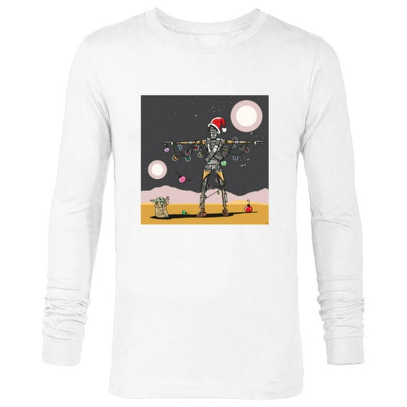 Star Wars Grogu IG-11 Droid Holiday Tatooine Christmas Tree - Long Sleeve T-Shirt for Men - Customized-White