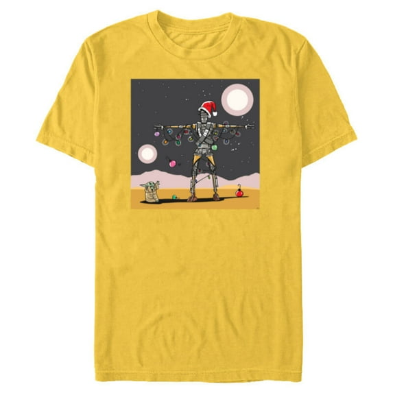 Star Wars Grogu IG-11 Droid Holiday Tatooine Christmas Tree - Short Sleeve Blended T-Shirt for Adults - Customized-Yellow