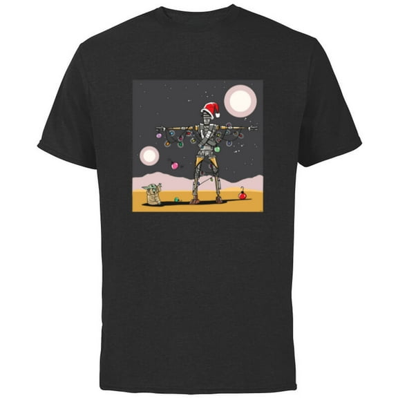Star Wars Grogu IG-11 Droid Holiday Tatooine Christmas Tree - Short Sleeve Cotton T-Shirt for Adults - Customized-Black