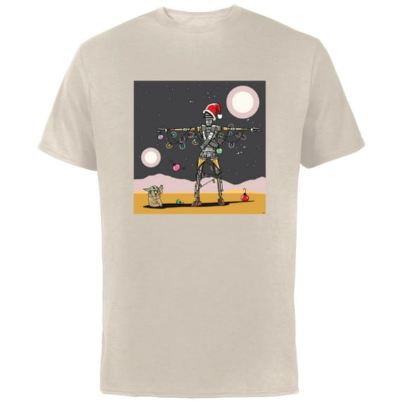Star Wars Grogu IG-11 Droid Holiday Tatooine Christmas Tree - Short Sleeve Cotton T-Shirt for Adults - Customized-Natural