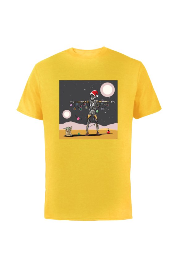 Grogu IG-11 Droid Holiday Tatooine Christmas Tree - Short Sleeve Cotton T-Shirt for Adults - Customized-Yellow