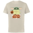 thumbnail image 1 of Star Wars Grogu Mandalorian Halloween Trick or Treat Logo - Short Sleeve Cotton T-Shirt for Adults - Customized-Natural, 1 of 5