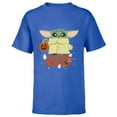 thumbnail image 1 of Star Wars Grogu Mandalorian Halloween Trick or Treat Logo - Short Sleeve T-Shirt for Kids - Customized-Royal, 1 of 5