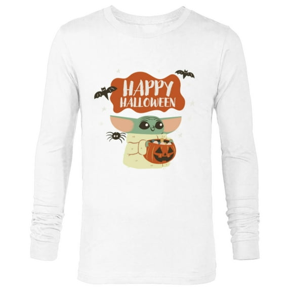 Star Wars Grogu Mandalorian Happy Halloween Trick or Treat - Long Sleeve T-Shirt for Men - Customized-White