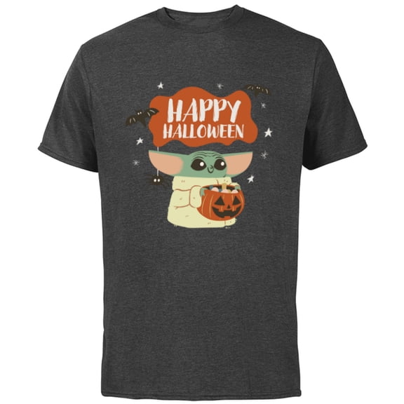 Star Wars Grogu Mandalorian Happy Halloween Trick or Treat - Short Sleeve Cotton T-Shirt for Adults - Customized-Charcoal