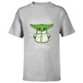 thumbnail image 1 of Star Wars Grogu Mandalorian Keeping It Cute on My Birthday - Short Sleeve T-Shirt for Kids - Customized-Athletic Heather, 1 of 5