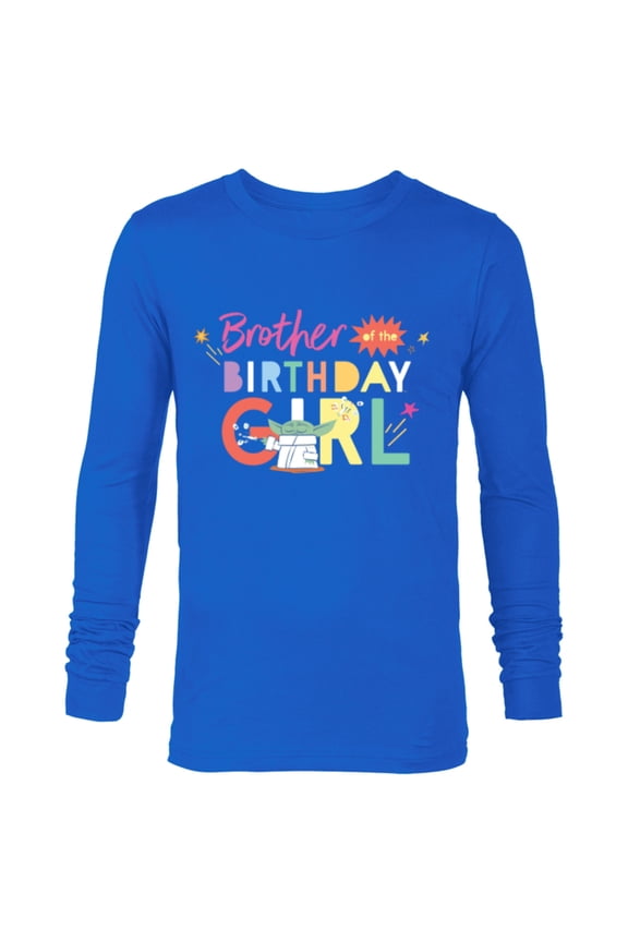 Grogu Mandalorian Toon Brother of Birthday Girl - Long Sleeve T-Shirt for Men - Customized-Navy