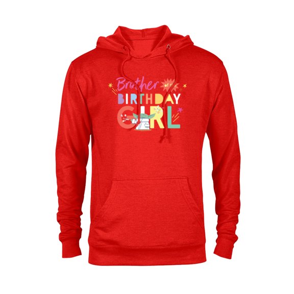 Star Wars Grogu Mandalorian Toon Brother of Birthday Girl - Pullover Hoodie for Adults - Customized-Red