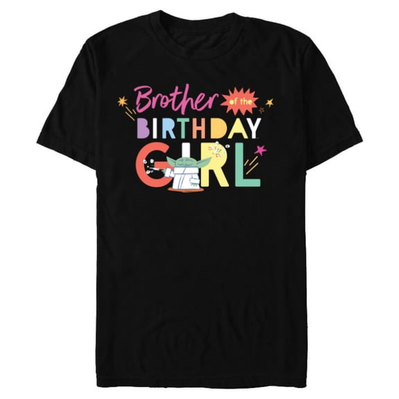 Star Wars Grogu Mandalorian Toon Brother of Birthday Girl - Short Sleeve Blended T-Shirt for Adults - Customized-Black