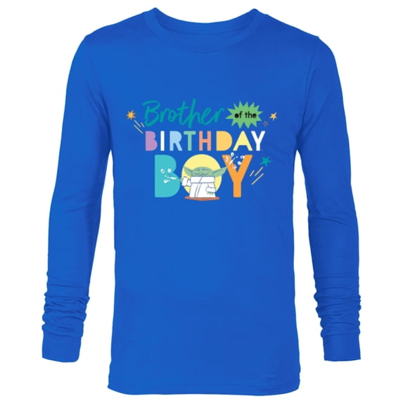 Star Wars Grogu Mandalorian Toon Brother of the Birthday Boy - Long Sleeve T-Shirt for Men - Customized-Navy