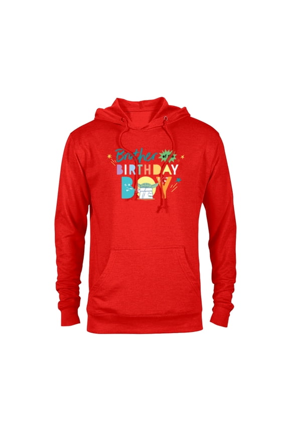 Grogu Mandalorian Toon Brother of the Birthday Boy - Pullover Hoodie for Adults - Customized-Red