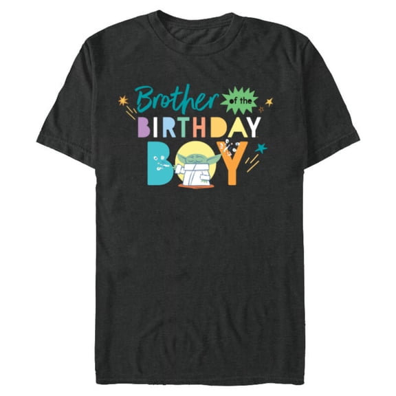 Star Wars Grogu Mandalorian Toon Brother of the Birthday Boy - Short Sleeve Blended T-Shirt for Adults - Customized-Dark Heather