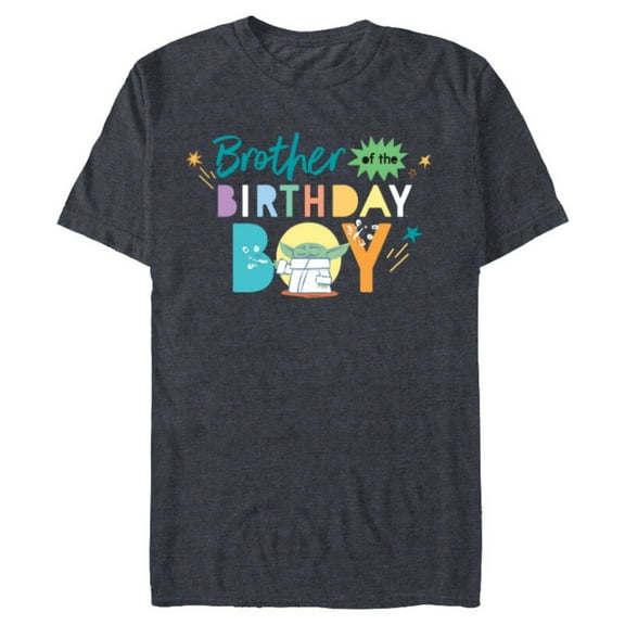 Star Wars Grogu Mandalorian Toon Brother of the Birthday Boy - Short Sleeve Blended T-Shirt for Adults - Customized-Navy Heather