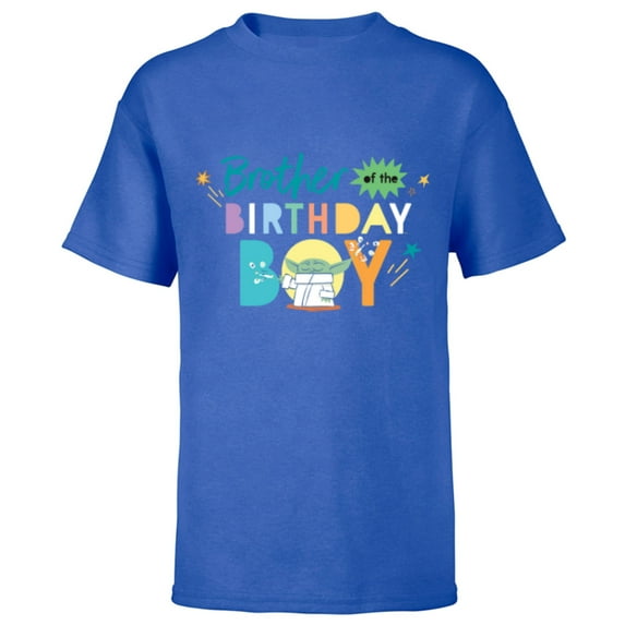 Star Wars Grogu Mandalorian Toon Brother of the Birthday Boy - Short Sleeve T-Shirt for Kids - Customized-Royal