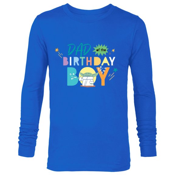 Star Wars Grogu Mandalorian Toon Dad of the Birthday Boy - Long Sleeve T-Shirt for Men - Customized-Navy